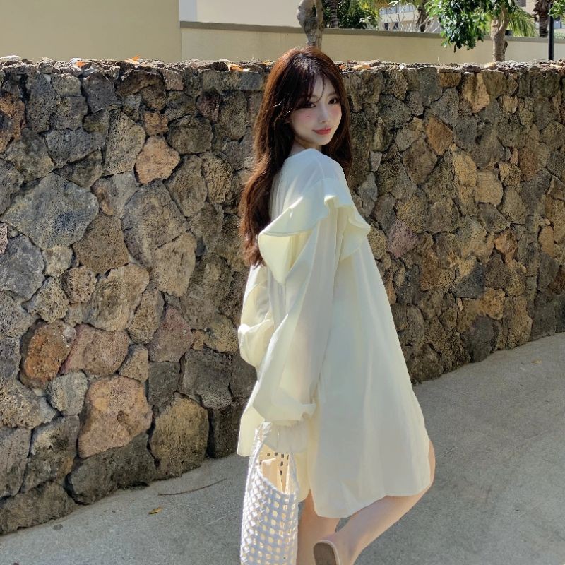 [Order] (K4) Váy đầm Baby Doll dáng xòe Hàn Quốc loại đẹp màu trắng - vàng nhạt