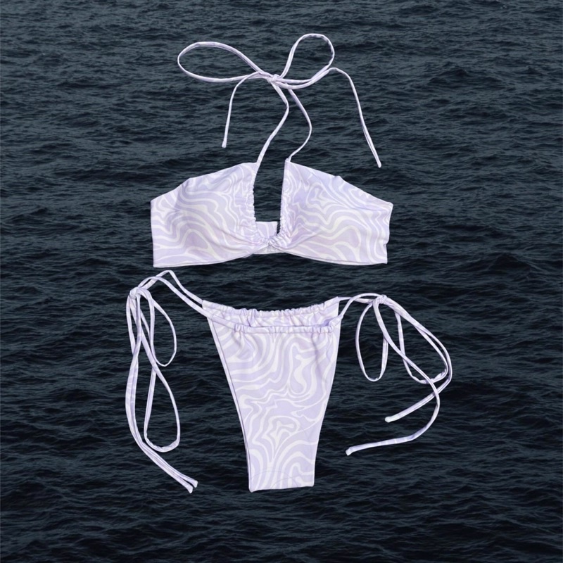 Bikini hoạ tiết Purple Groovy - Tím vằn pastel