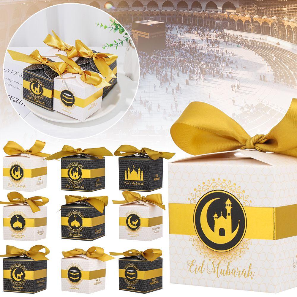 Set 5 / 10 Hộp Quà Giấy In Chữ Eid Mubarak Mới Lạ