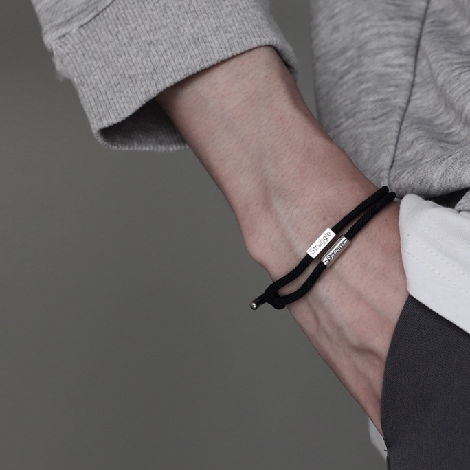 Vòng Tay Nam Lắc Tay Unisex 2 dây kết hợp Clancy Thời Trang Vòng Tay Nam Nữ Basic Màu Đen Chất Liệu Bền Bỉ Kratos