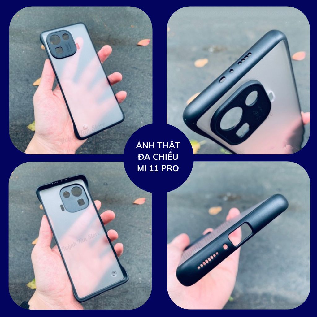 Ốp lưng xiaomi 11 pro nửa cạnh lưng nhám chống bám vân tay bảo vệ camera phụ kiện điện thoại huỳnh tân store