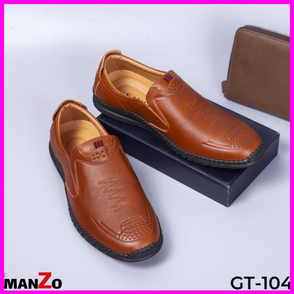 GIÀY LƯỜI NAM GIÁ RẺ - GIÀY DÉP NAM DA BÒ - BẢO HÀNH 12 THÁNG TẠI Kstore STORE - GT-104NAU