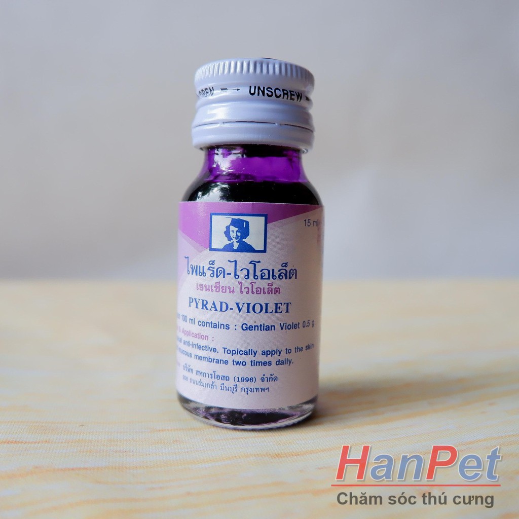 Hanpet.GV- bôi mép gà chọi, Mép trong Violet cho chiến kê, dạng- bôi 15ml/lọ- MADE IN THA