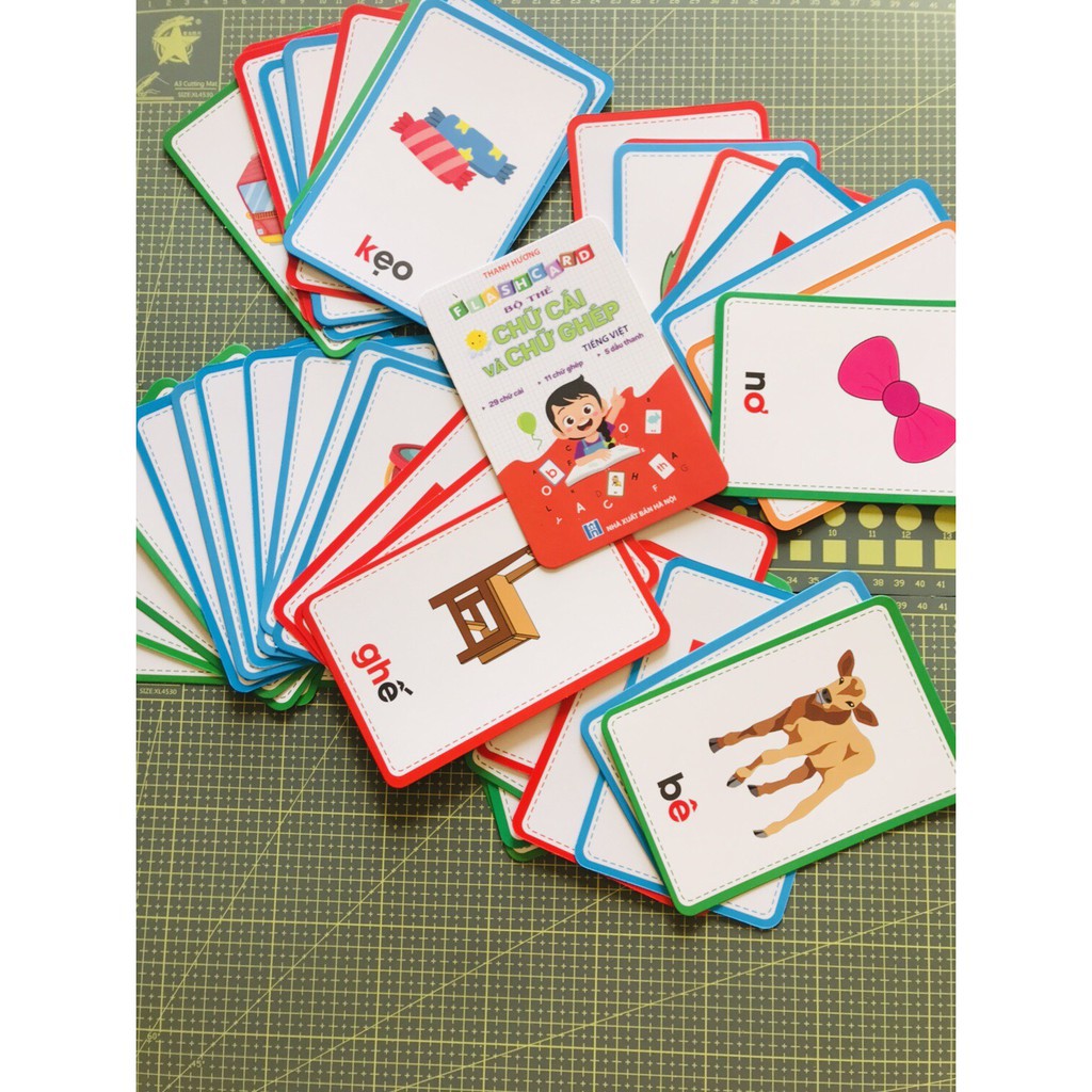 Bộ thẻ flashcard chữ ghép và chữ cái, chữ số cho bé học tiếng việt(khổ lớn 10x15cm)