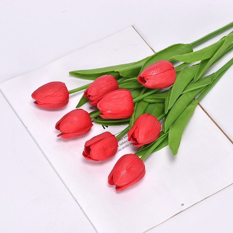 Hoa Tuylip giả nhiều màu lá thẳng loại 1