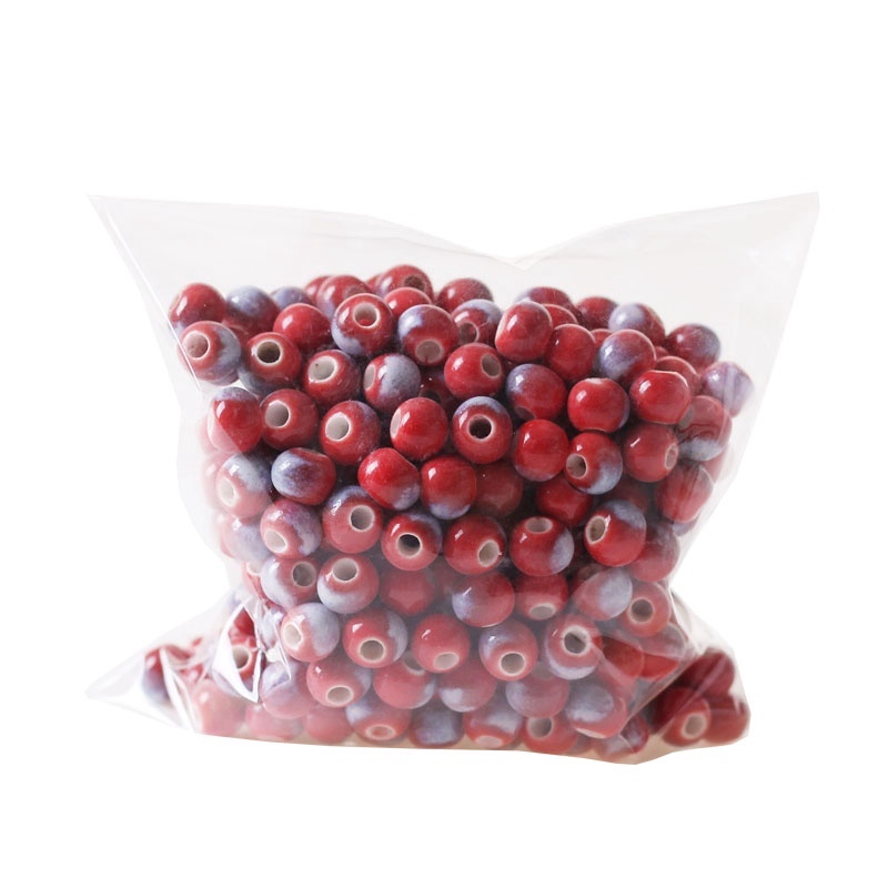 Set 50 hạt cườm gốm đỏ tròn làm trang sức DIY 6/8/10mm