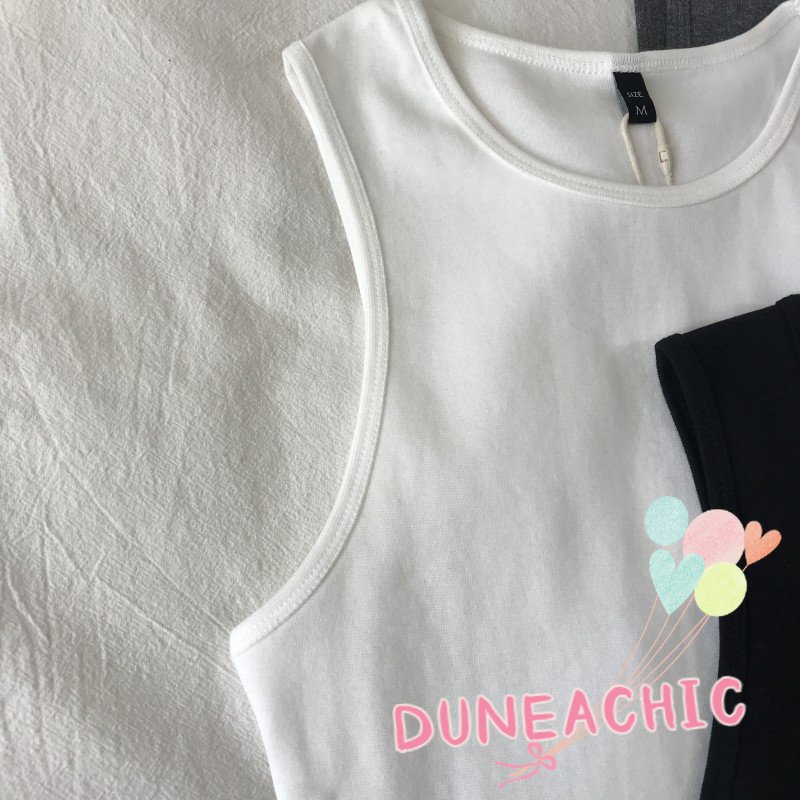 DUNEA Áo thun y0822 không tay màu trơn thời trang cho nữ