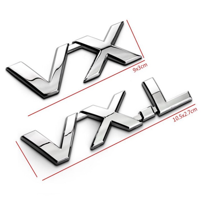 Decal tem chữ inox V6, VX, TX.L, VX.L dán trang trí xe ô tô (HÀNG LOẠI 1)