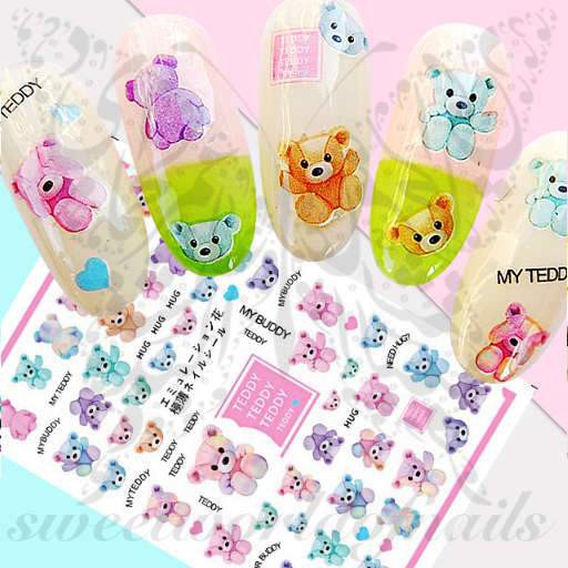 Stick gấu teddy siêu xinh dễ thương hình dán móng đẹp 2021