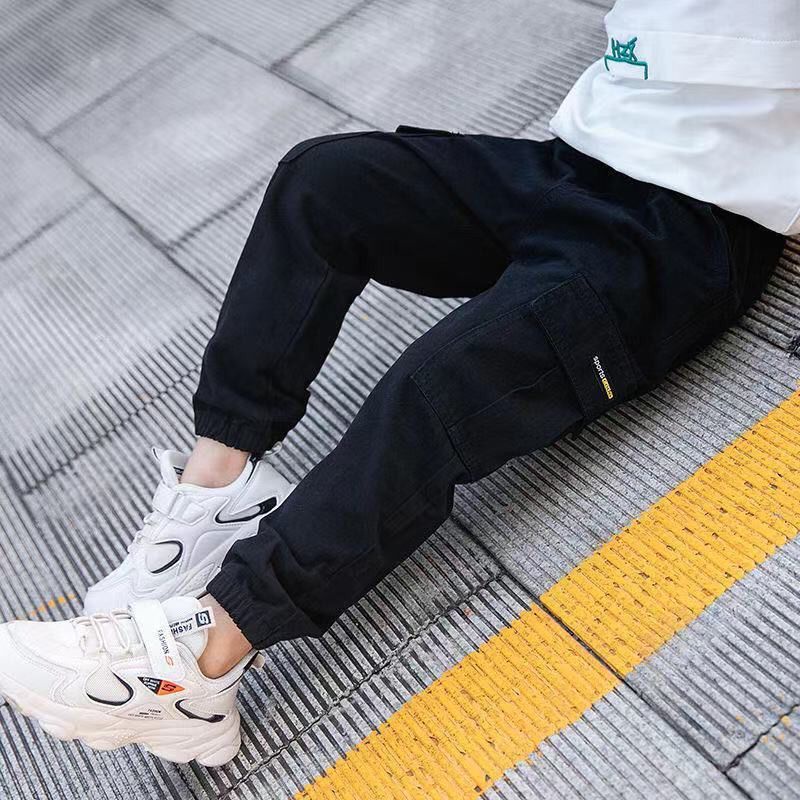 Quần Dài Thể Thao Vải Cotton Cỡ Lớn Thời Trang Xuân Thu Cho Bé Trai