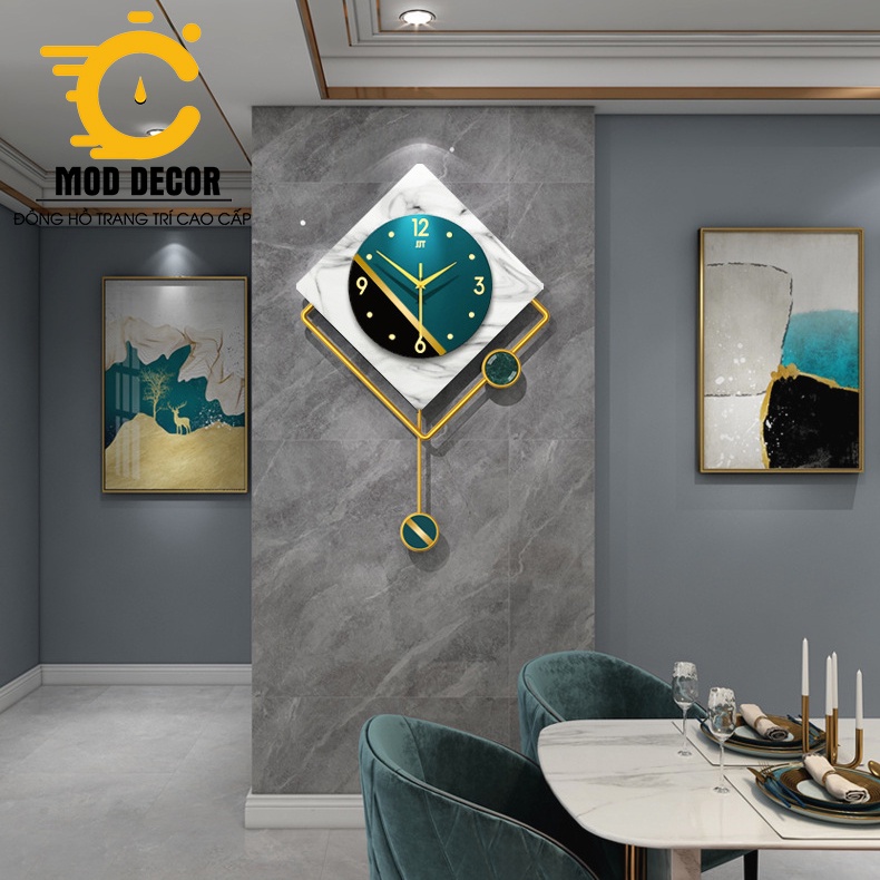 Đồng hồ treo tường kim trôi quả lắc hình thoi 20110
