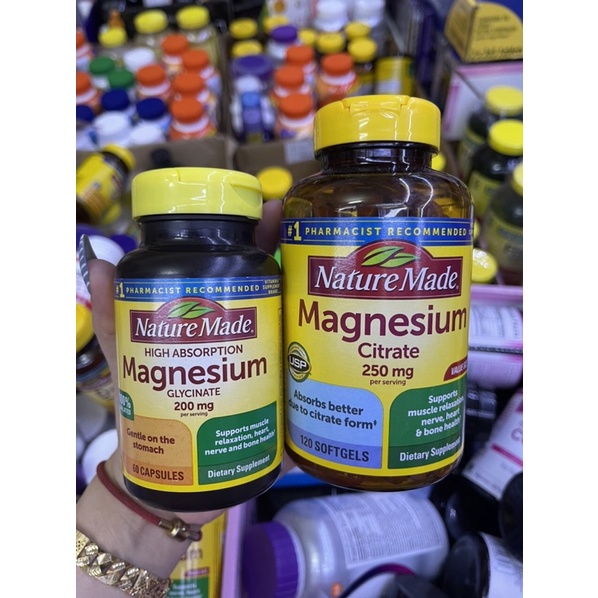 Magnesium glycinate-Viên Uống Bổ Sung Magie Nature Made Magnesium 200 Mg