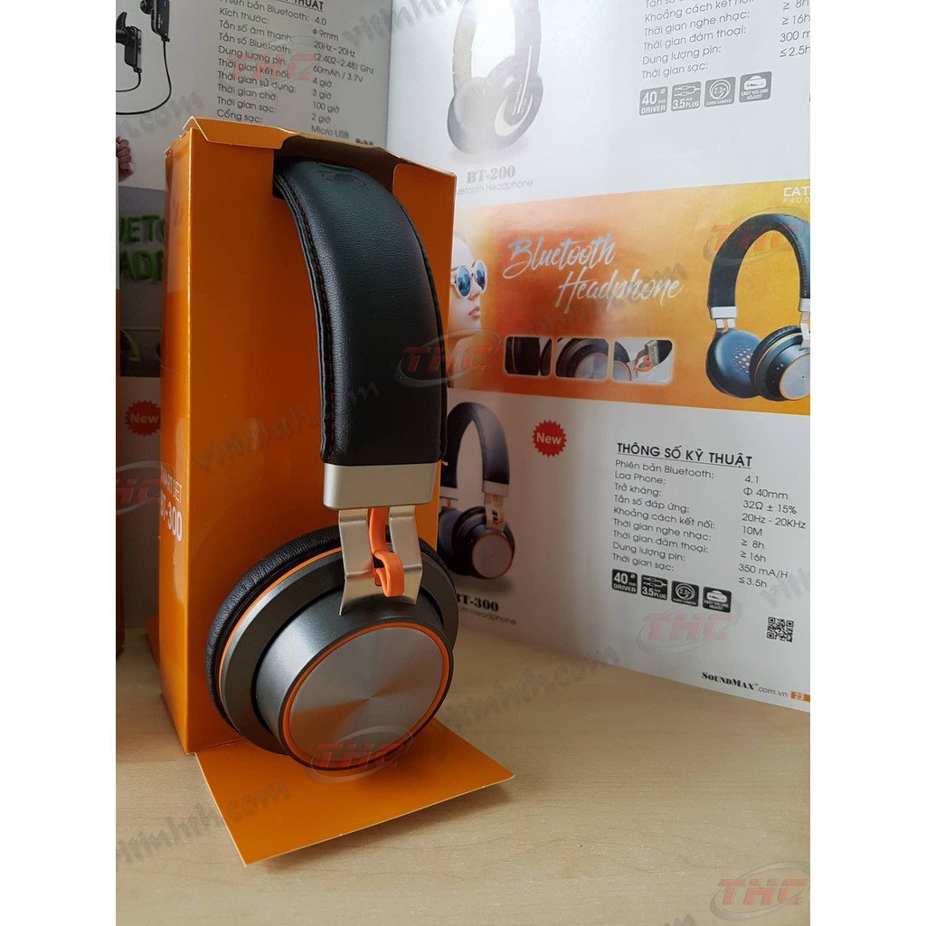 Tai nghe Bluetooth chụp tai có mic SoundMax BT-300 (Hàng Chính Hãng)