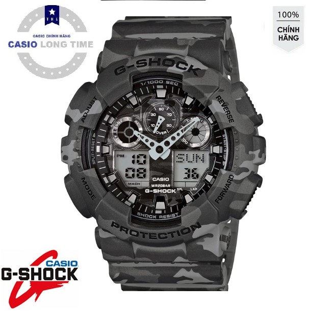 Đồng hồ nam CASIO G-SHOCK GA-100CM-8ADR Chính hãng - Dây Nhựa Rằn Ri Mạnh Mẽ