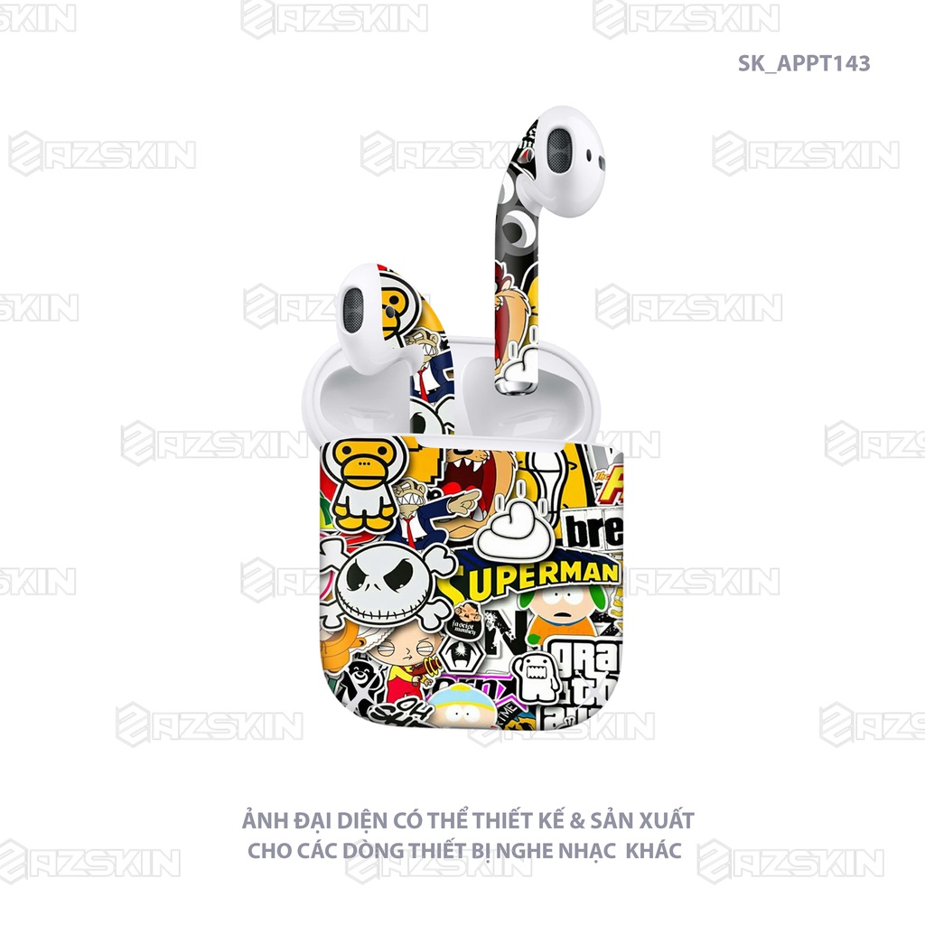 Dán Skin Hình Airpod 1/2/Pro Mẫu Sticker |SK_APPT143| Chất Liệu PVC Chống Nước, Bền Màu, Cắt Sẵn Khuôn