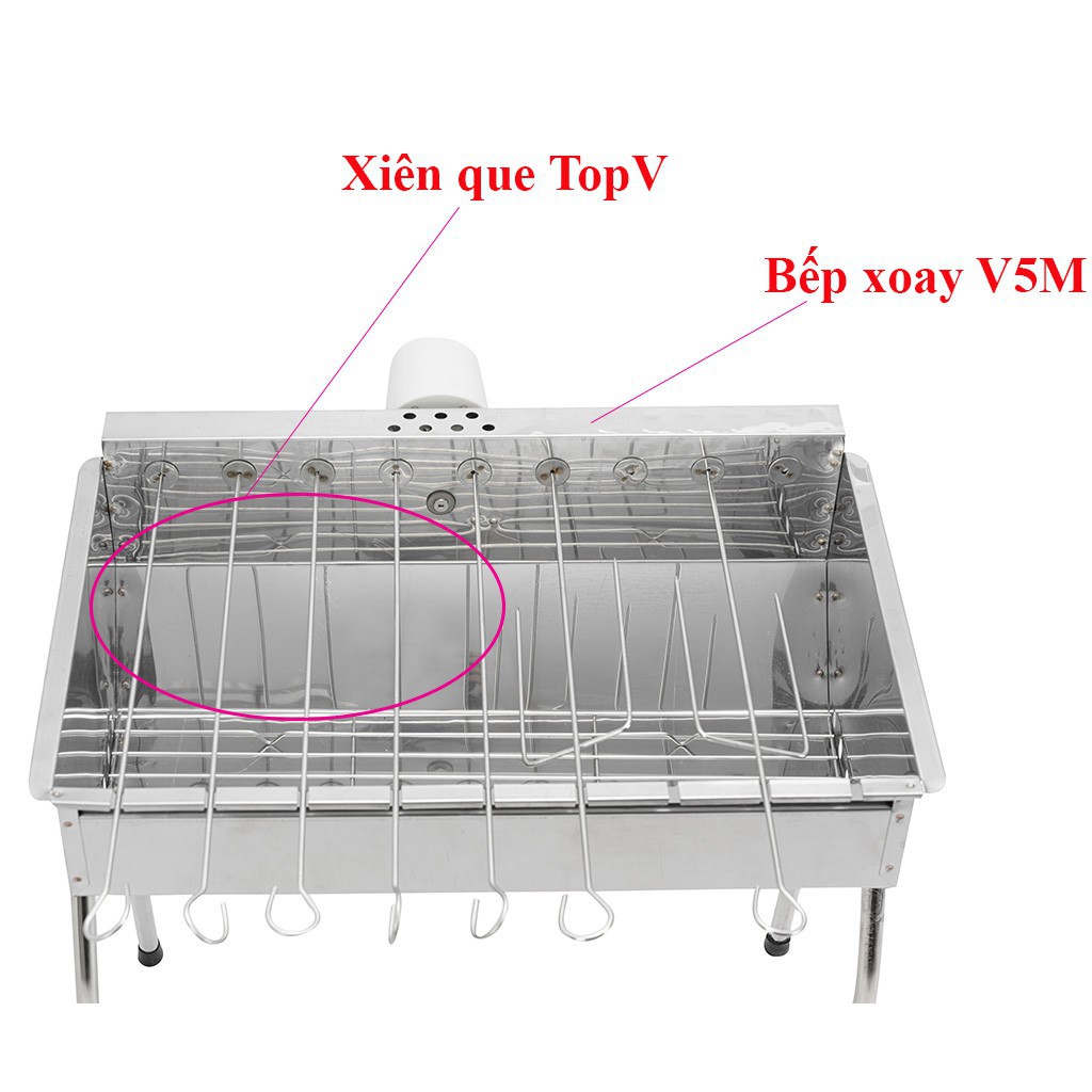 Xiên que TopV 42cm, phù hợp bếp TopV V5M và V5S, Inox cao cấp, không gỉ, xiên nướng inox, siêu bền, xiên que nướng