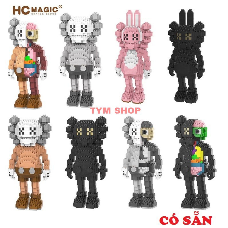 Xếp hình Le go nano HC magic Kaws 22-27 cm 1634-1641 NLG0110 nanoblock kaws bế con - lắp ráp cho bé
