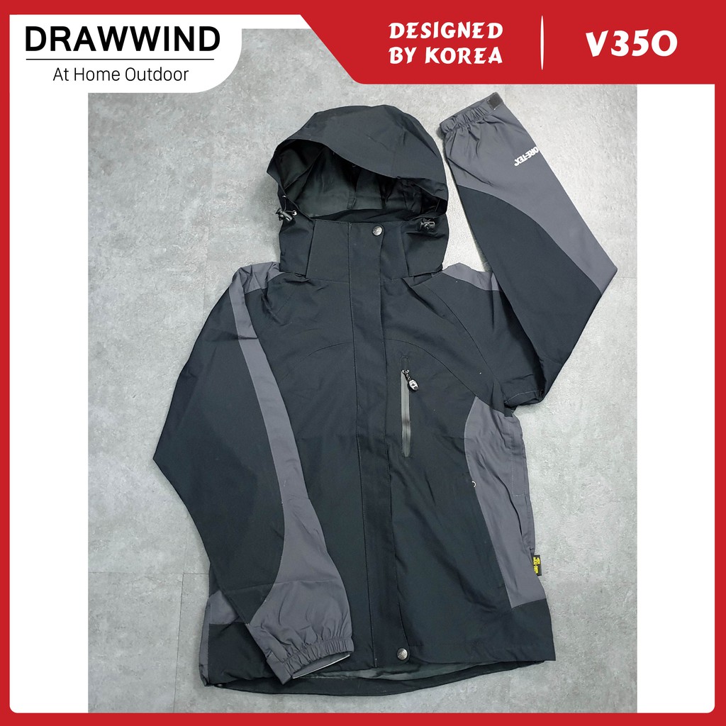 Áo gió 2 lớp nam nữ chống nước đen phối xám size châu á,khoác dù vải GORE TEX Drawwind V350 | BigBuy360 - bigbuy360.vn