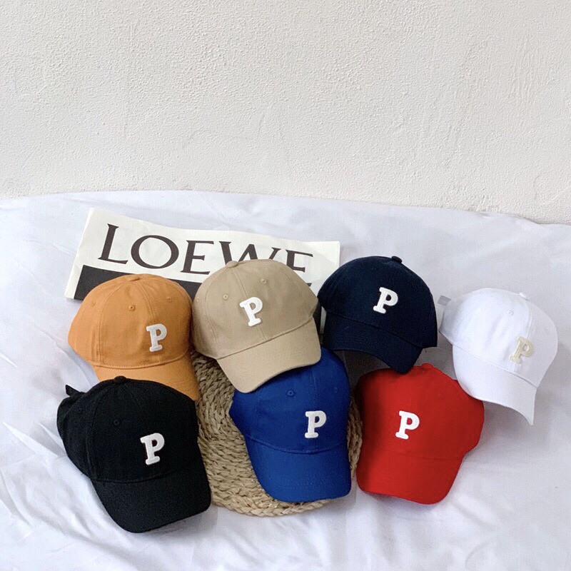 Mũ nón lưỡi trai thêu chữ cái cho bé 3-7 tuổi