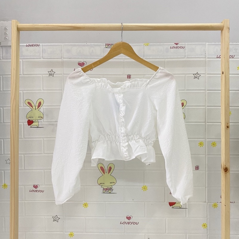 Áo croptop phối bèo