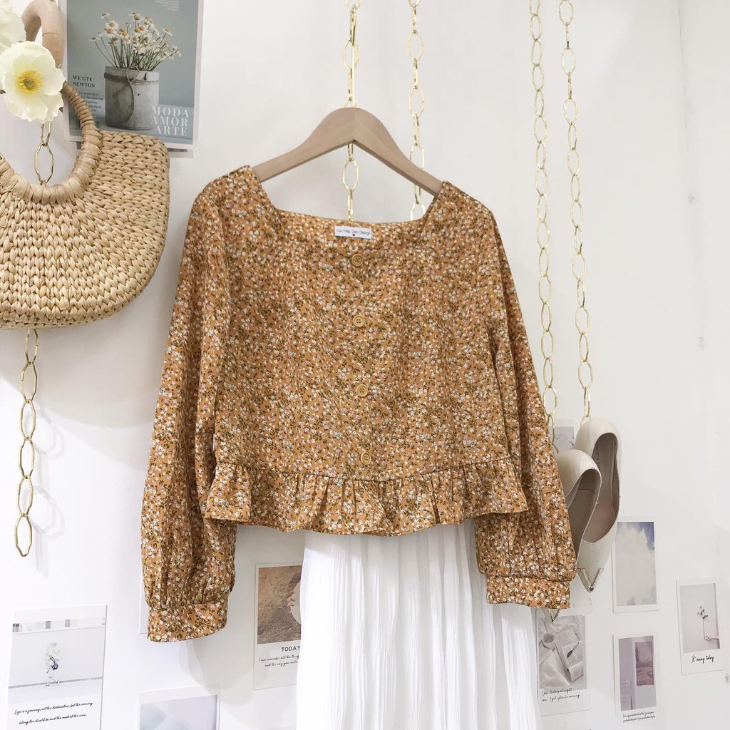 ÁO croptop cổ vuông hè 2021 hoa nhí | BigBuy360 - bigbuy360.vn