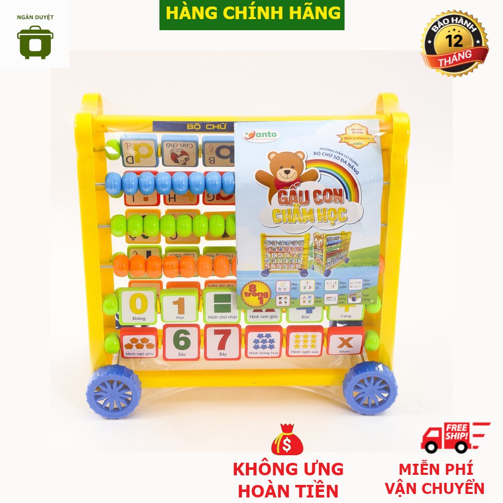 Bảng Chữ Cái Và Số Tiếng Việt - Đồ Chơi Xe Đẩy Đa Năng 8 Trong 1 Dạy Bé Học Chữ - Nhựa ABS Cao Cấp, An Toàn Cho Bé