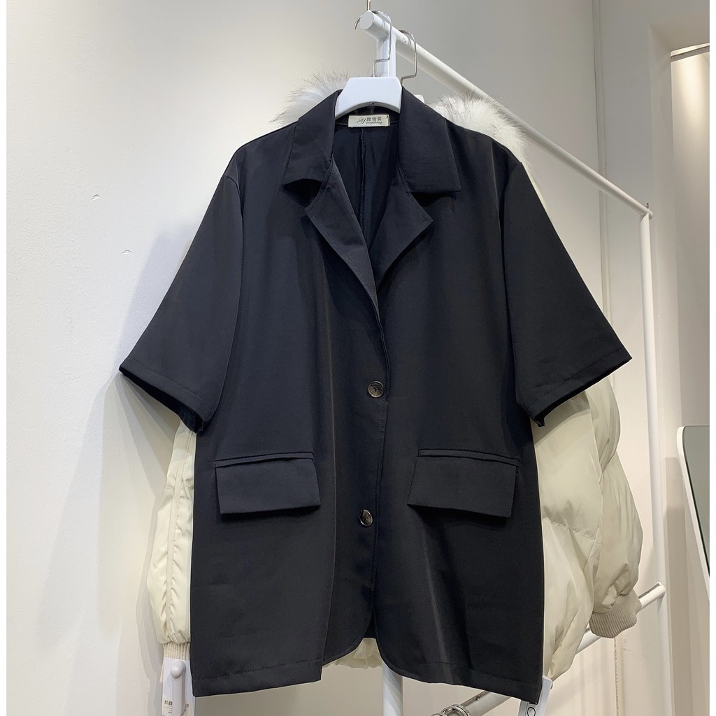 2101486 Áo blazer ngắn tay cho nữ ulzzang phong cách hàn quốc freesize chất voan cát mềm mát | BigBuy360 - bigbuy360.vn