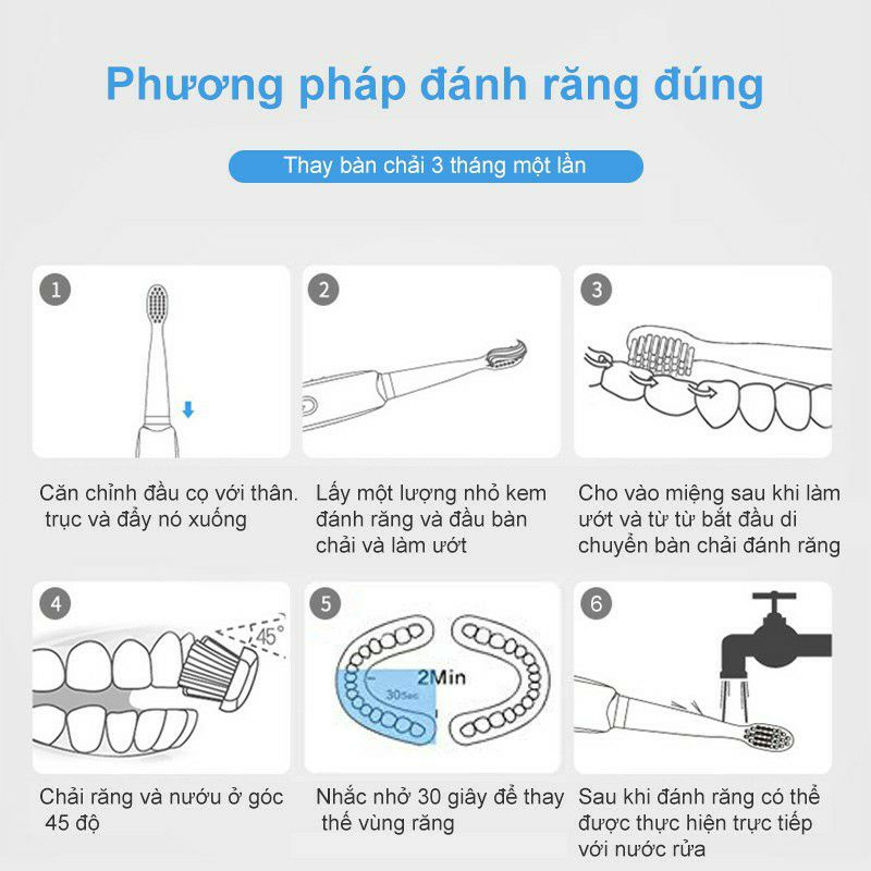 Bàn chải điện tự động đánh răng với 5 chế độ