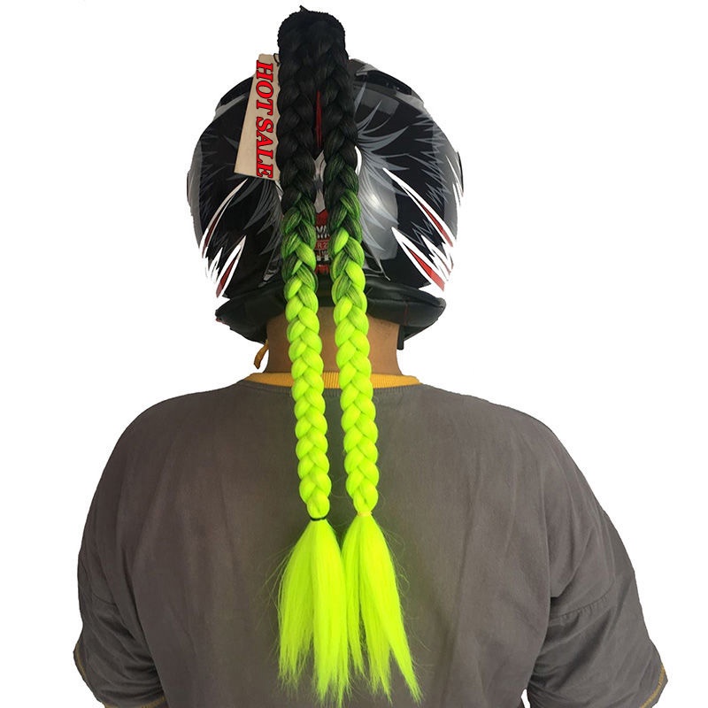 Mũ Bảo Hiểm Đuôi Ngựa Giả Thắt Bím Tóc Đuôi Ngựa Trang Trí Mũ Bảo Hiểm