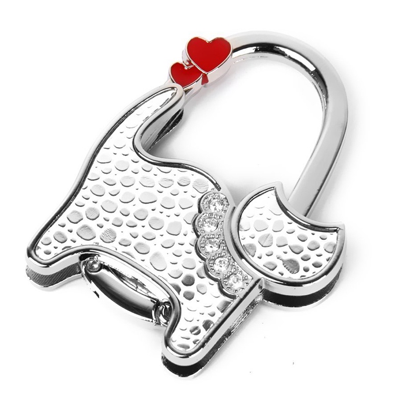 Giá đỡ túi Túi xách có thể gập lại Móc hình con mèo (Silver point và White)