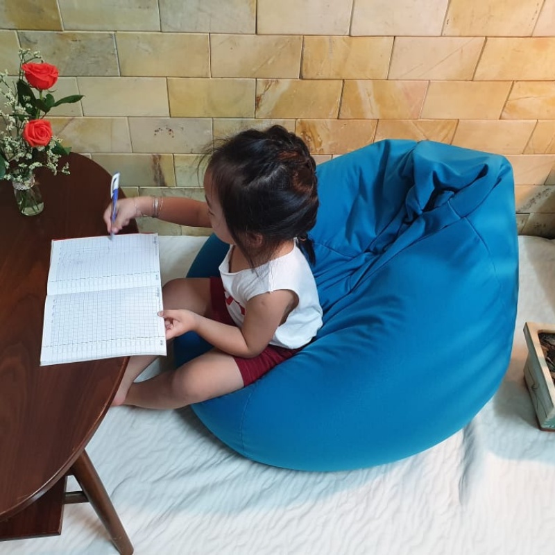 Ghế Lười Hạt Xốp 3ii Home Hình Trái Lê Hàng Xuất Khẩu Tiêu Chuẩn Nhật Bản Màu Xanh Thiên Thanh Size M 80x100cm