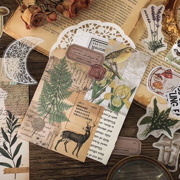 Bộ 130 món sticker giấy nền giấy note làm vintage journal