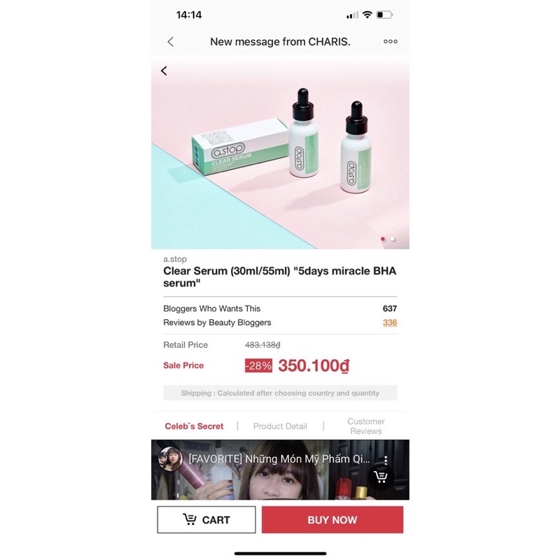 Huyết thanh thay đổi làn da mụn trong 5 ngày A.Stop Clear Serum