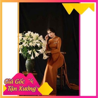 Áo dài lụa tây thi đính kết chuồn chuồn