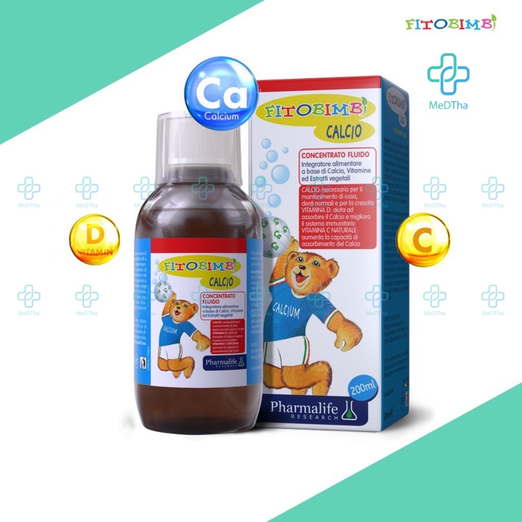 Fitobimbi Calcio - Bổ Sung Canxi, Vitamin A, D3, Tăng Chiều Cao Cho Bé, Còi Xương, Chậm Lớn (Lọ 200ml) [Chính Hãng]
