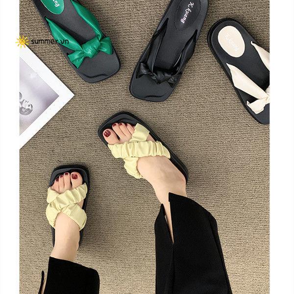 Dép sandal đế bằng chống trượt thời trang mùa hè cho nữ