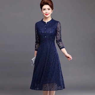 Váy ren nữ dài tay trung niên cao cấp