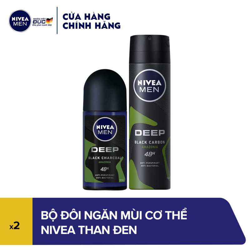 XỊT VÀ LĂN NGĂN MÙI NIVEA MEN DEEP BLACK CHARCOAL AMAZONIA