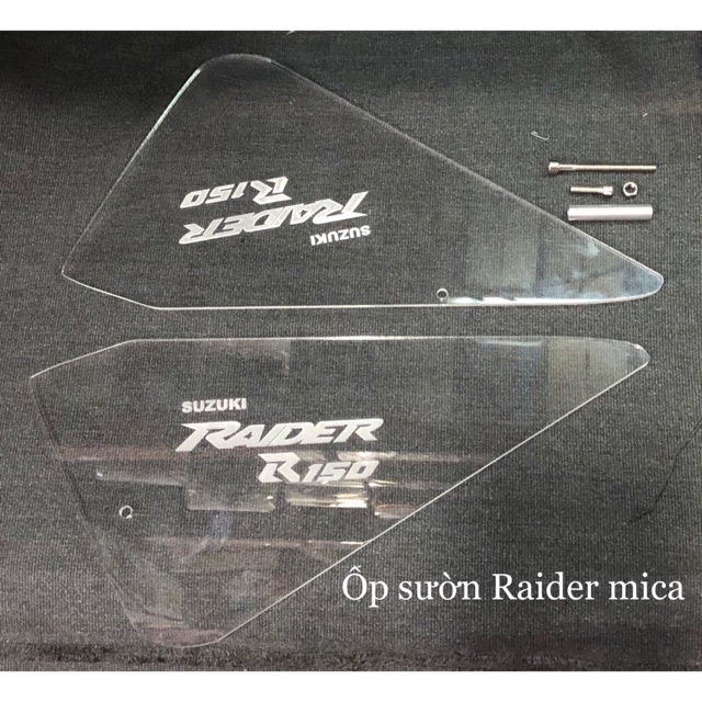 ỐP SƯỜN, CHE SƯỜN, BẢO VỆ SƯỜN MICA TRONG SUỐT CAO CẤP DÀNH CHO XE RAIDER 150, SATRIA FI 150 (giá 1 cặp)
