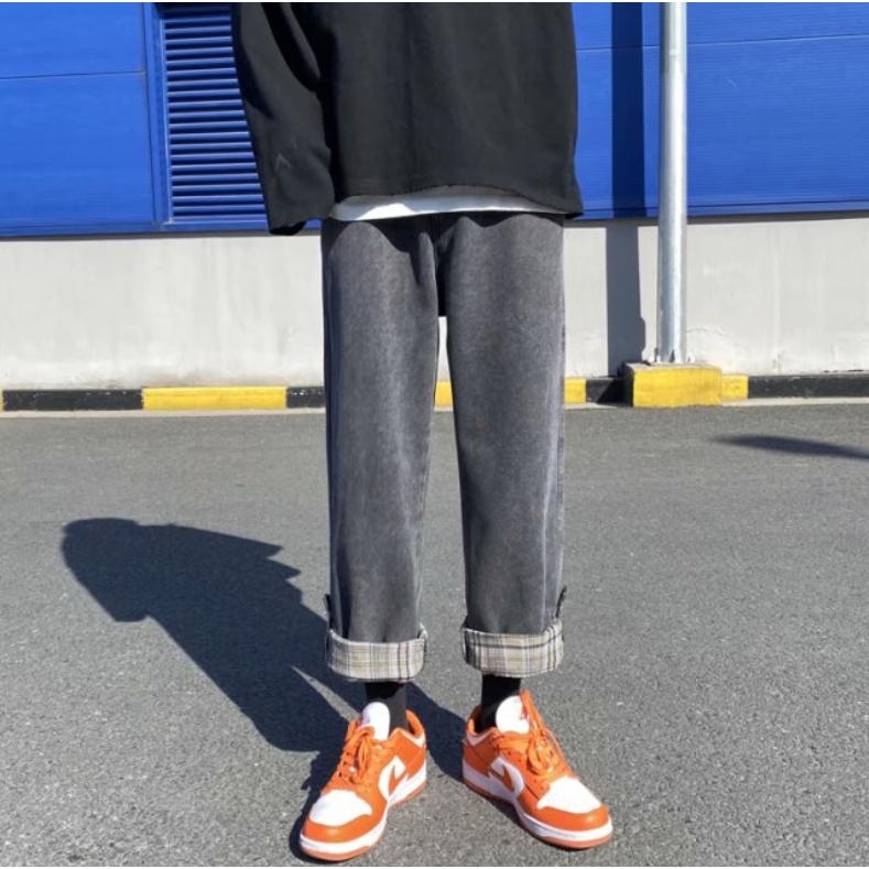 Quần baggy jean ống rộng suông thời trang Hàn Quốc unisex cá tính quần jean nam ống đứng quần jean nam kiểu dáng hàn quốc  from rộng Quần ống suông