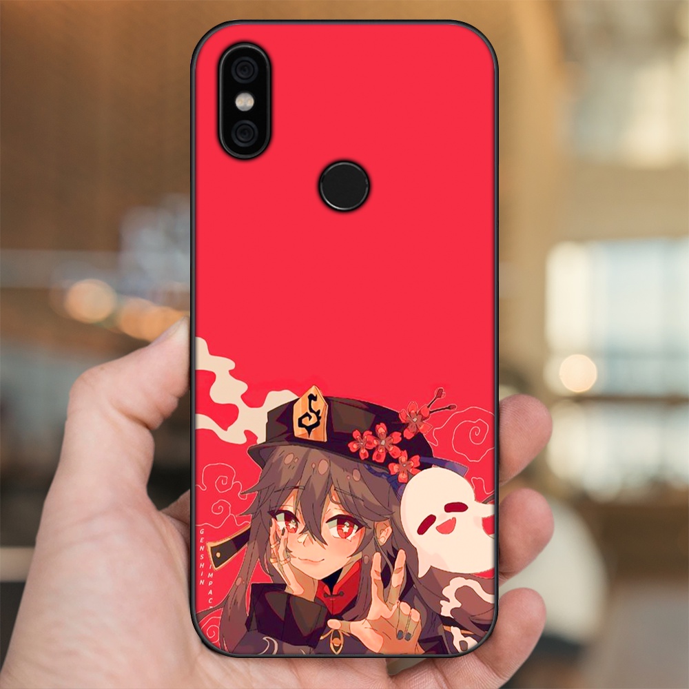 Ốp lưng Xiaomi Mi A2, Redmi 6X viền đen in hình Hutao Genshin Impact