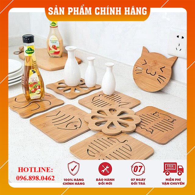 Miếng Lót Nồi, Miếng Lốc Cốc giữ Nhiệt Bàn Ăn Bàn Bếp Bằng Gỗ Họa Tiết Cực Đẹp