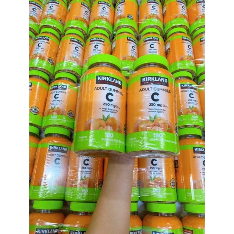 Kẹo dẻo bổ sung Vitamin C Kirkland Adult Gummies C 250mg hộp 180 viên của Mỹ - Tăng sức đề kháng và tạo kết cấu cho da 🍊