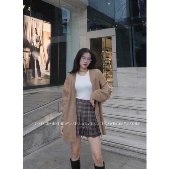 (Ảnh thật) Áo khoác cardigan len chất dày oversize thêu P the.sweaterweather TSW | BigBuy360 - bigbuy360.vn