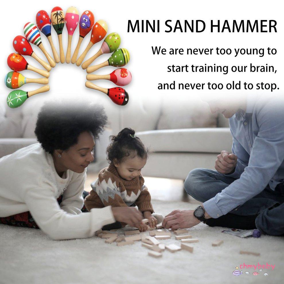 Đồ chơi trẻ em bằng gỗ Rattle dễ thương Búa cát nhỏ Maracas Đồ chơi nhạc cụ [8/11]