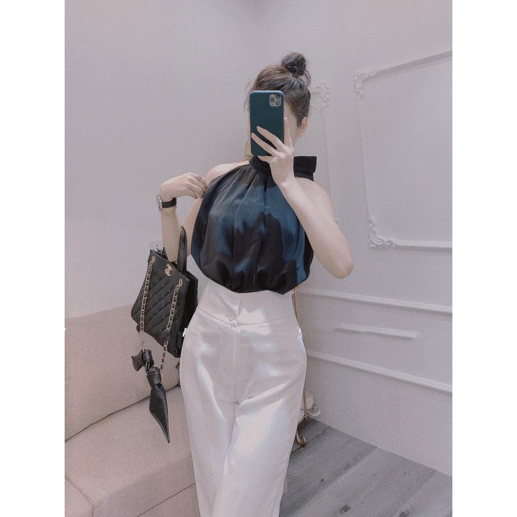 Quần ống loe cạp cao siêu xinh vải tuyết mưa | BigBuy360 - bigbuy360.vn