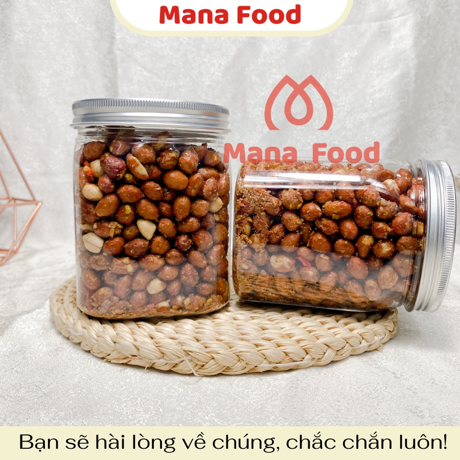 [Hũ vuông] 350G Đậu Phộng Tỏi Ớt Mana Food | Hạt lạc tỏi ớt, hạt dinh dưỡng - cay giòn thích mê