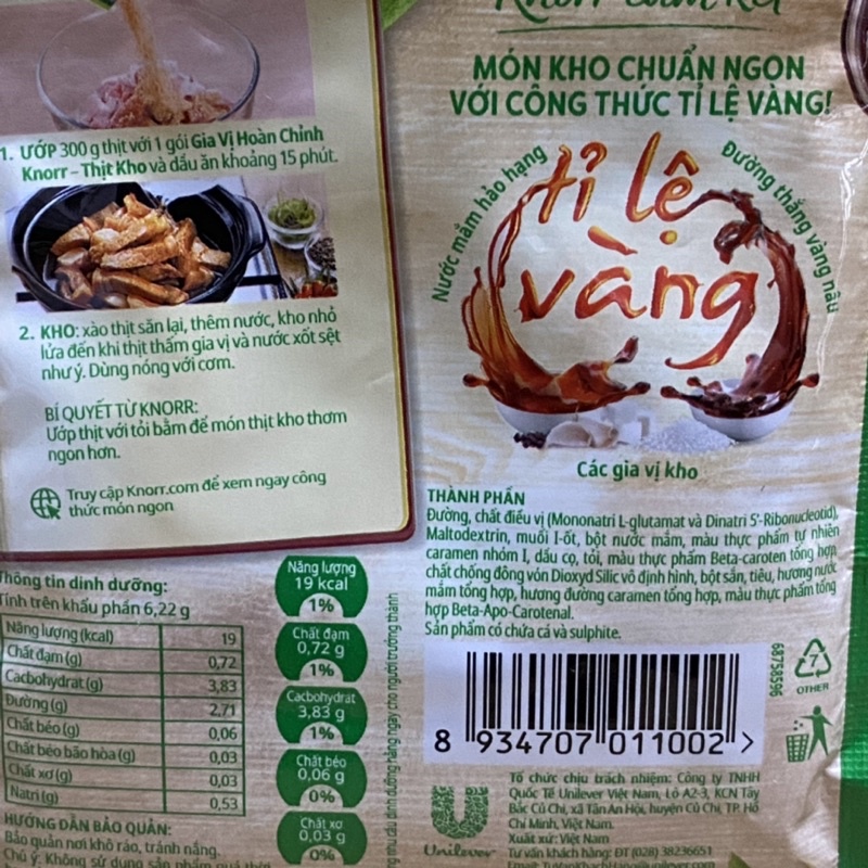[26g][Thịt Kho] Túi Gia Vị Hoàn Chỉnh Knorr