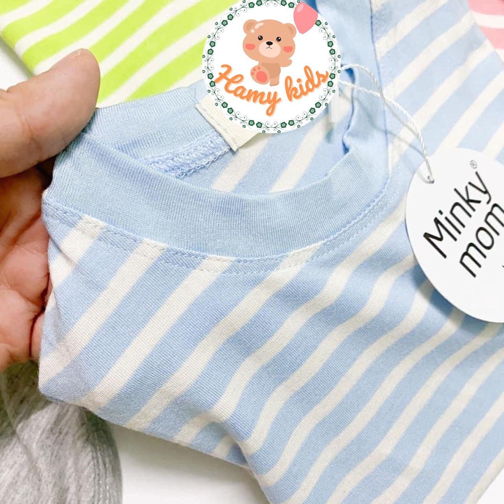 Đồ Bộ Minky mom Chính Hãng Bé Trai Bé Gái Cộc Tay Vải Thun Lạnh Sọc Dệt Visco Bé Từ 0-5 Tuổi Dưới 20kg - Hamykids