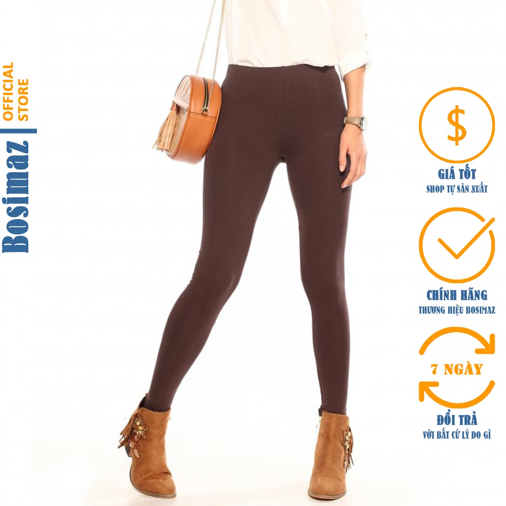 Quần Legging Nữ Bosimaz MS016 dài không túi màu nâu cao cấp, thun co giãn 4 chiều, vải đẹp dày, thoáng mát không xù lông